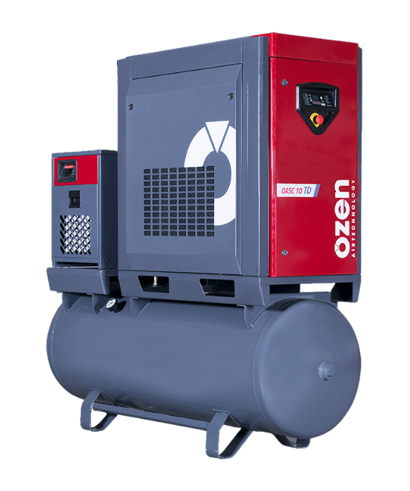 Ozen Air Techonology tank/dryer-mounted rotary screw compressor by Hodge Industrial in USA